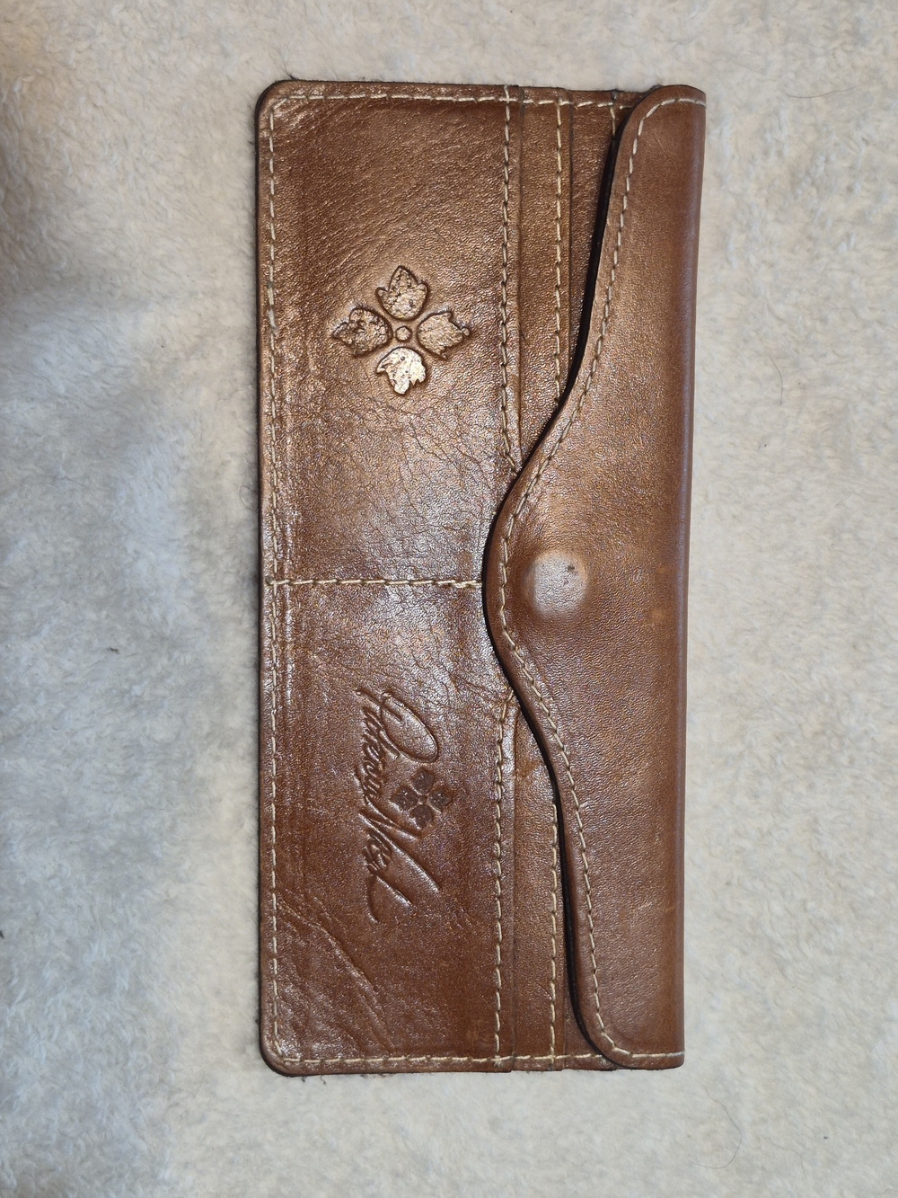 Patricia Nash Heritage Tan Full Grain Leather Removable Wallet Card Sleeve Inser